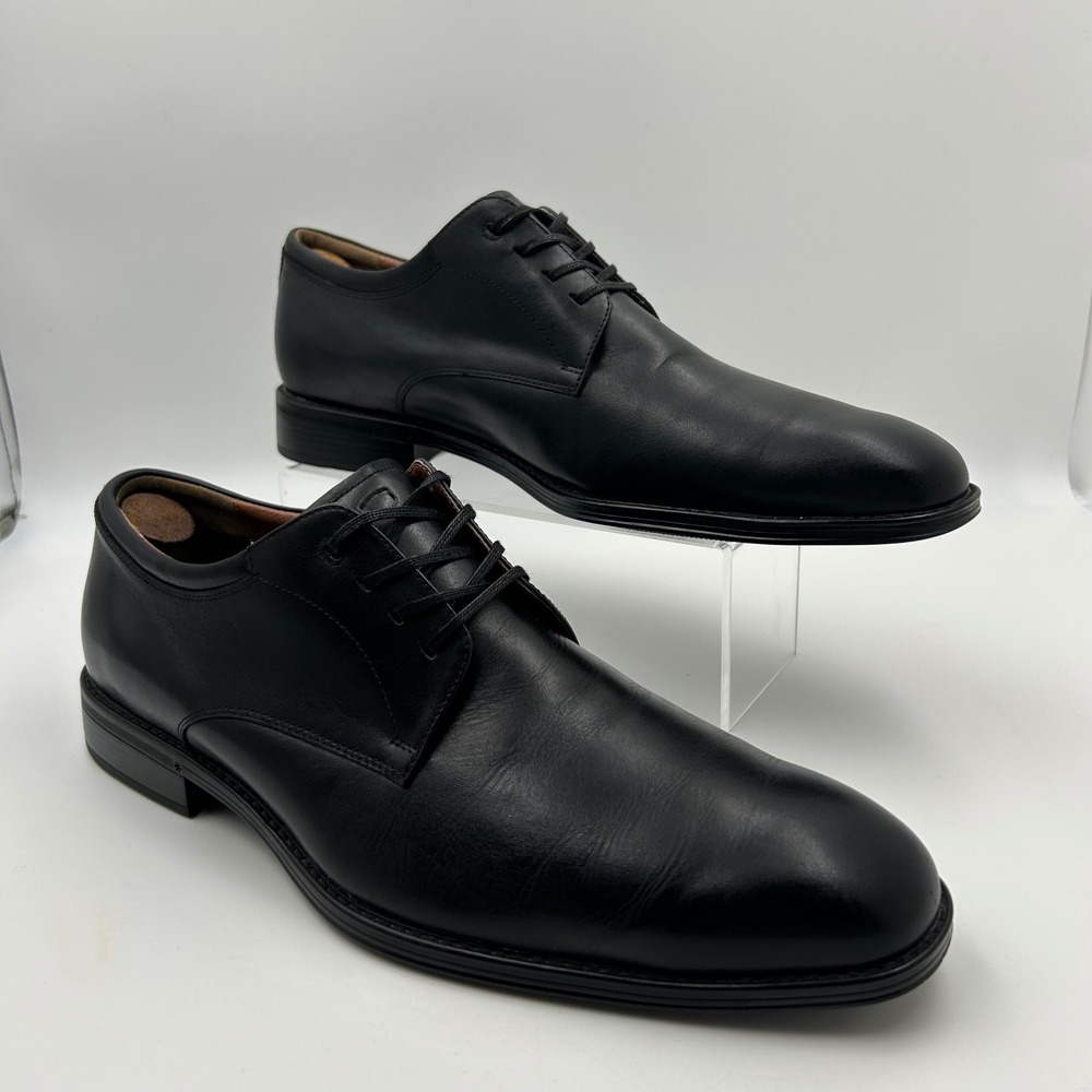 Florsheim Derby Dress Shoes Mens 10 Black Leather‎ Plain Toe Flexsole Business
